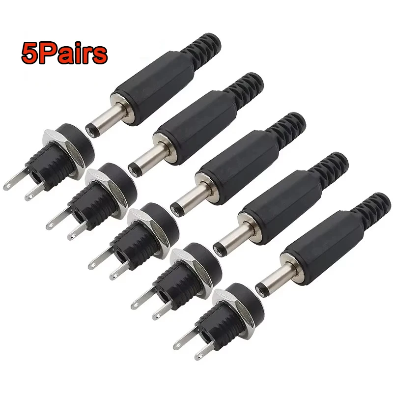 5 คู่ 5.5x2.1 มม.ปลั๊ก DC ชายหญิงแจ็คซ็อกเก็ต NUT PANEL Mount DC Power Adapter CONNECTOR 1