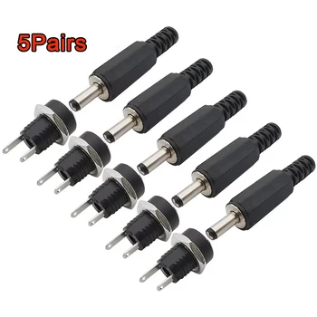 5 คู่ 5.5x2.1 มม.ปลั๊ก DC ชายหญิงแจ็คซ็อกเก็ต NUT PANEL Mount DC Power Adapter CONNECTOR 1