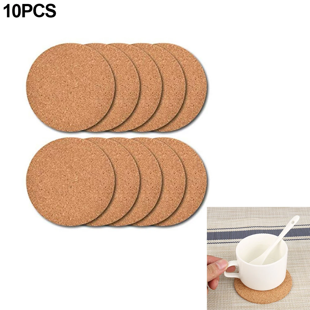 

10Pcs Natural Cork Coaster Absorbent Heat Water Resistant Durable Saucers 3mm Cup Mats Home Decor Bar Accessory Kitchen Helper