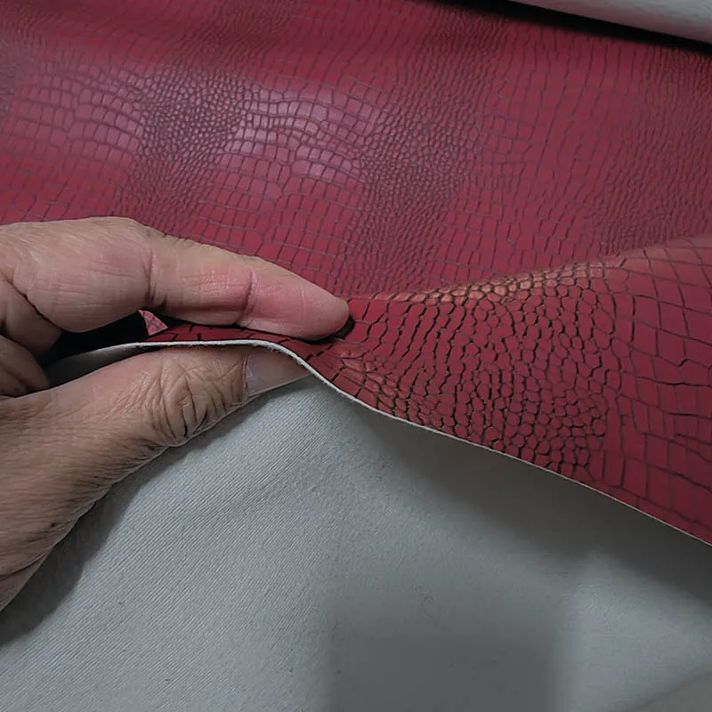 Good,Wine Red Matte Crocodile PU Leather Fabric,Bump Stripe Imitation Genuine Leather Fabric,Sewing Material,DIY Bag,Sofa Cover