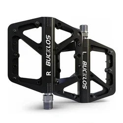 BUCKLOS Ultralight Anti - Slip Nylon Flat Bike Pedals with Sealed Bearings (Black Pedal)