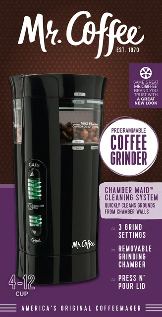 Coffee Grinder Electric - MR COFFEE MILL # IDS77 3-Speed 12-Cups