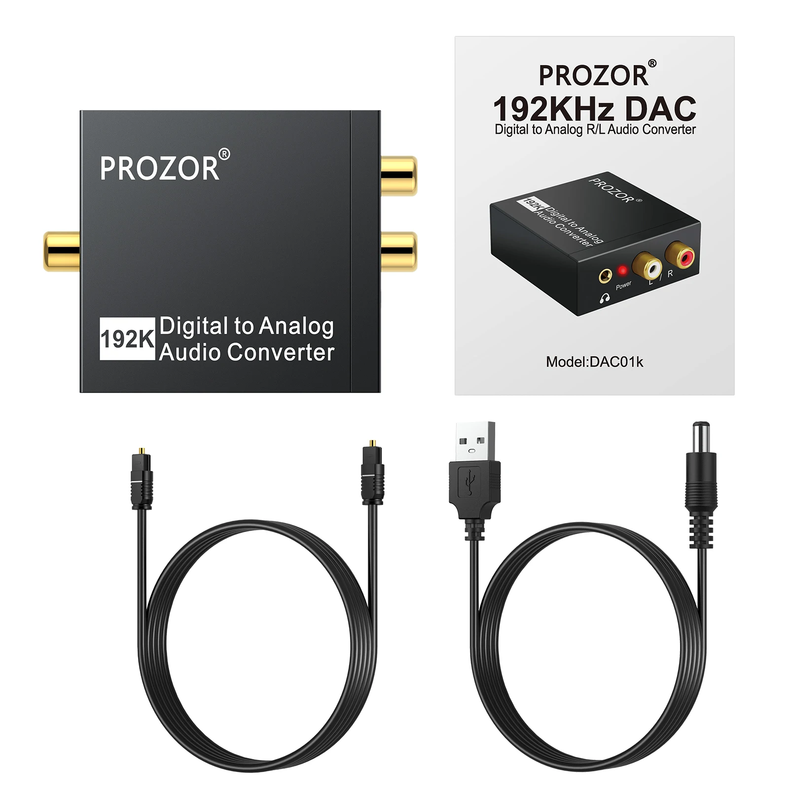 PROZOR 192KHz Digital to Analog Audio Converter DAC SPDIF Optical