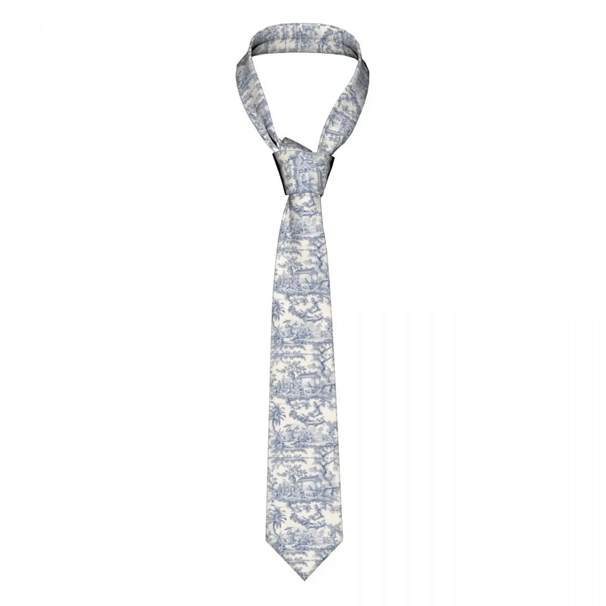 

Formal Toile De Jouy Patterns Neck Tie Men's Personalized Silk French Motif Neckties for Office Gravatas