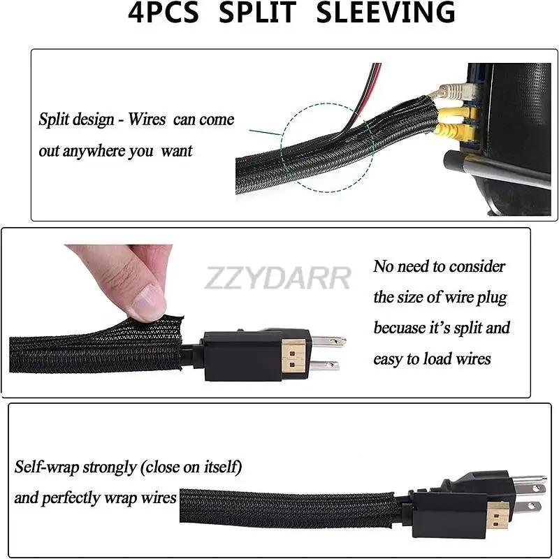 Comprehensive Cable Management Organizer Kit with Holders, Sleeves, Clips, and Straps