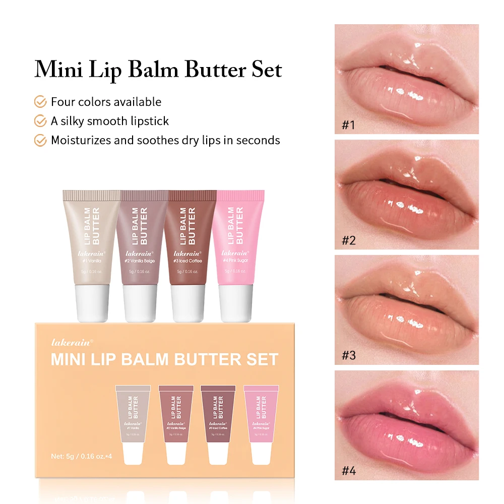 Hydrating Lip Butter Balm Set - Travel-Size Gloss for Nourished, Plump Lips
