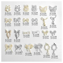 

2pcs Nail Zircon Pearl Decorations Elegant Butterflys Bows Pendants Gold Silver Alloy For Nail Manicure Beauty