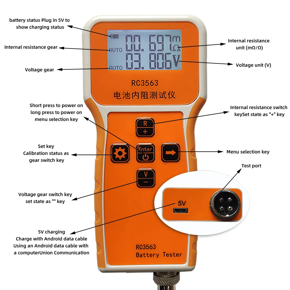 Resistance Tester RC3563 Battery Voltage Internal Resistance High-precision Trithium Lithium Iron Phosphate 18650 True 4Wire