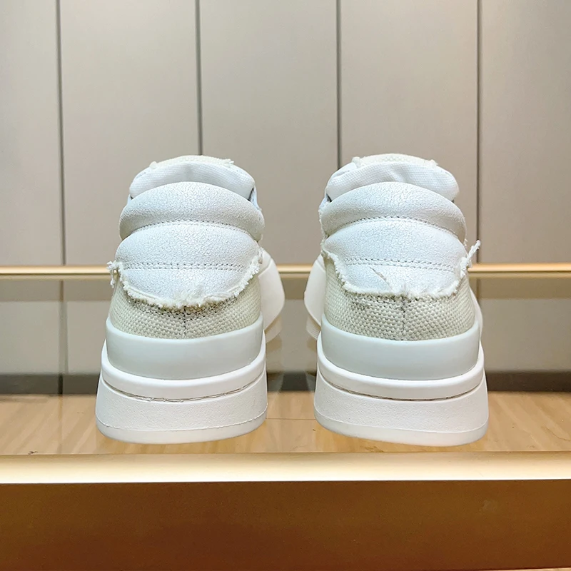 Handcrafted Leather Casual Shoes Man Woman Unisex Trainers Platform Sports Shoes Men's Breathable Trainers Heighten Sneakers 3