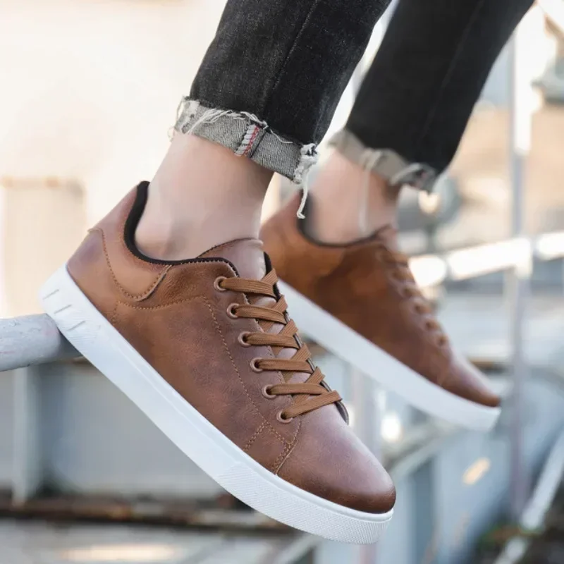 Classic Men Leather Shoes Spring Summer Trendy All-match Platform Casual Shoes Loafers British Leather Sneakers Flats leather sneakers,leather shoes