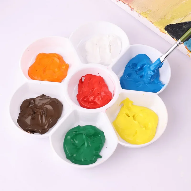 Paint Palette Plum Blossom Compartment Oval Palette Art Watercolor Gouache Pigment Dispensing Tray Painting Supplies