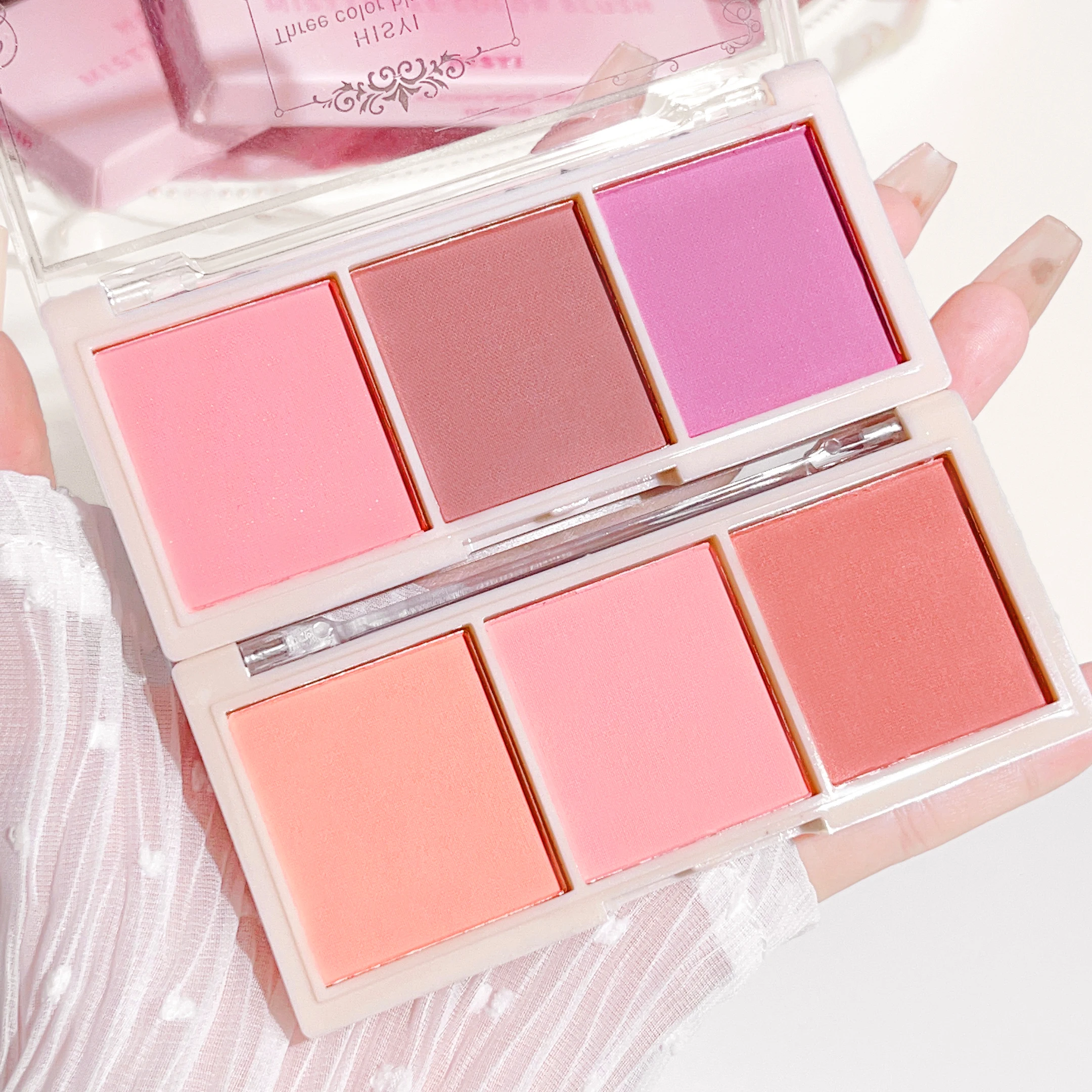 HISYI three-color blush natural color rendering delicate non-flying powder matte rouge holding makeup clear vitality girl blush 2