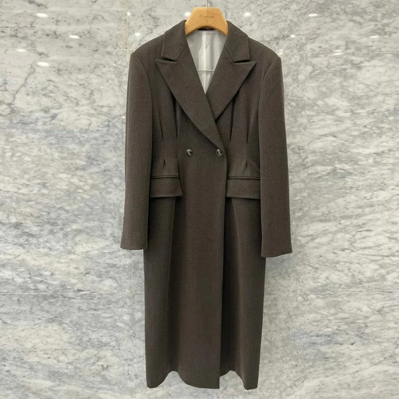 

SuperAen Autumn 2023 New Korean Style Slim Notched Long Sleeve Women's Long Suit Solid Color Loose Waist Casual Blazer Coat