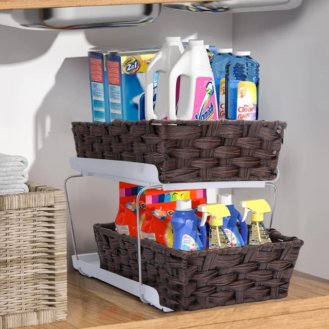 Caja de decoración de baño, cesta de almacenamiento para papel higiénico,  organizador de almacenamiento de baño, organizador de fregadero de baño