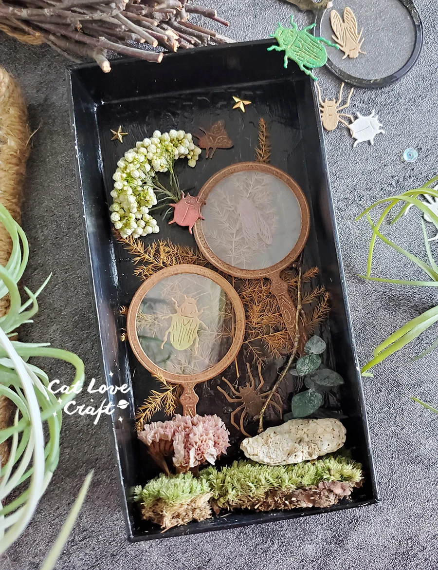 Catlove 곤충 돋보기 금속 절단 다이 스크랩북 스텐실 다이 컷 카드 만들기 공예 엠보싱 새로운 다이 2022