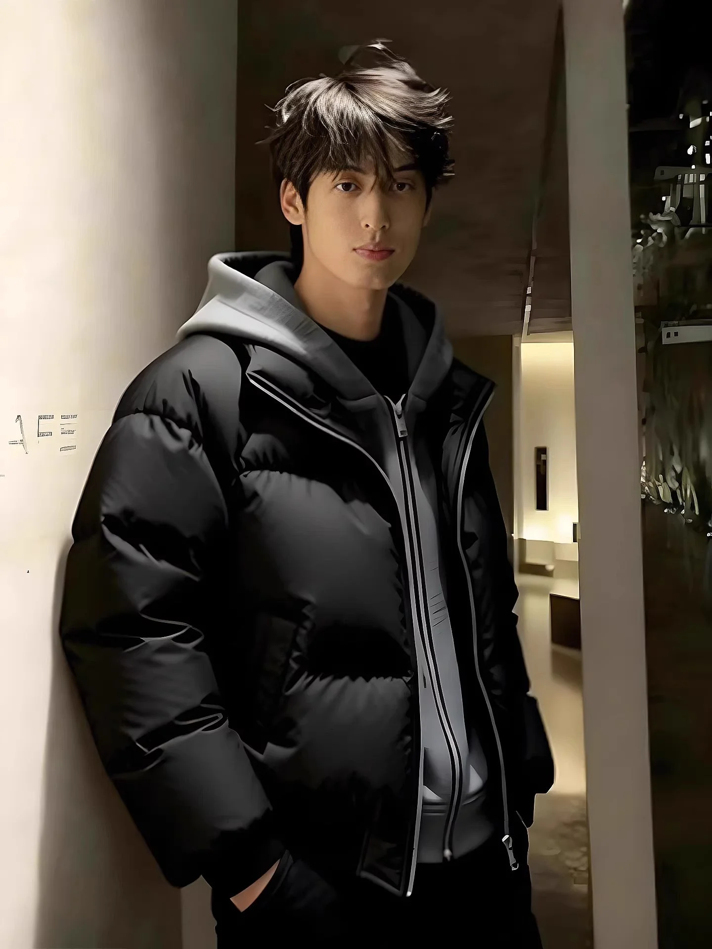 아메리칸 스타일 두꺼운 코튼 재킷 남성용 루즈핏 따뜻한 PU 가죽 후드 지퍼 캐주얼 패셔너블 올매치 겨울 코트