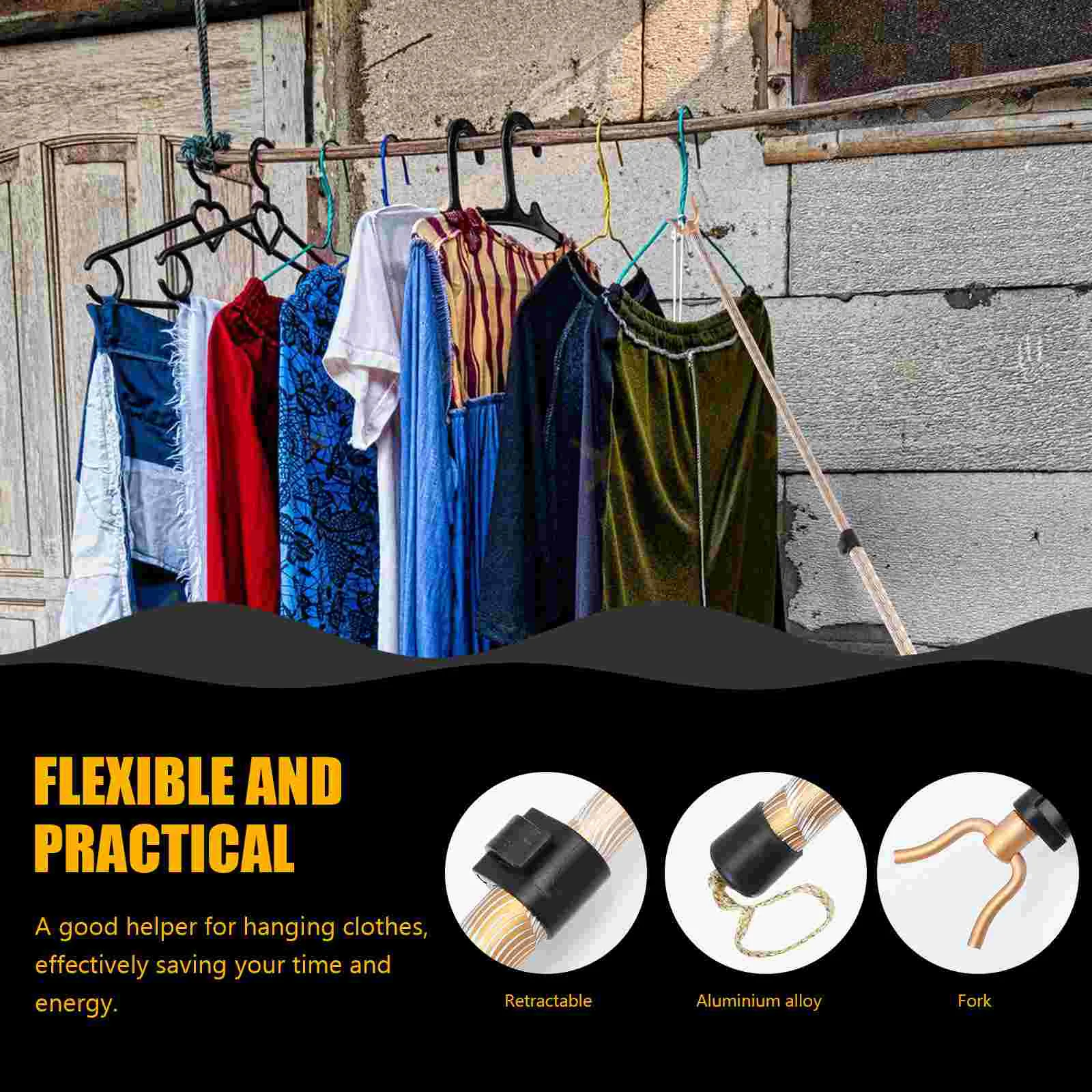 Clothes Pole Retractable Clothesline Household Rod Outdoor Flowers