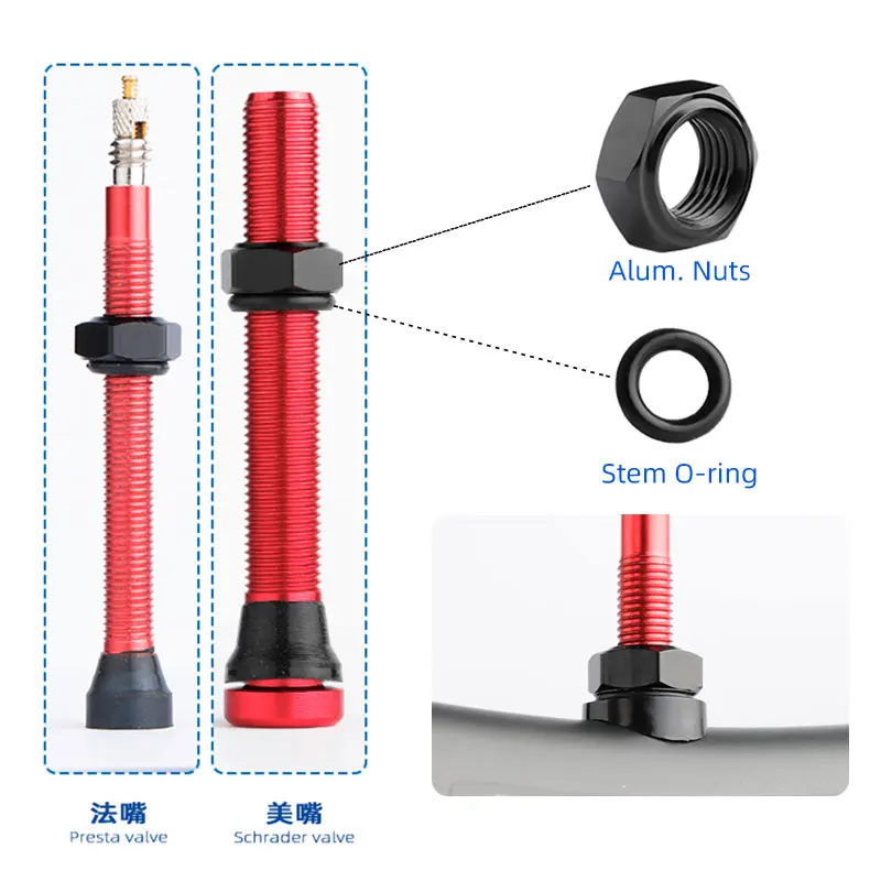 Bicycle Valve Nozzle Parts Presta Inserts FV Stem Nuts O-ring