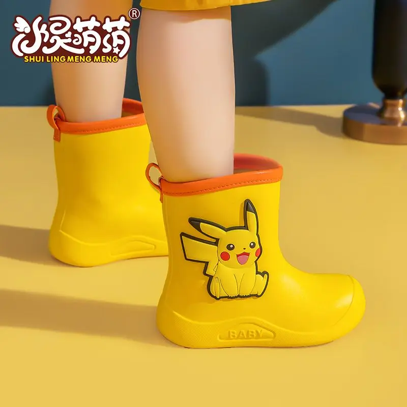

Детские резиновые сапоги Pikachu, Нескользящие, для мальчиков и девочек, водонепроницаемая обувь для студентов и малышей