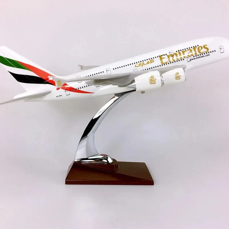 1:200 Scale 36CM A380 Resin Plastic Plane Model United Arab UAE Airline with Base Aircraft Airplane Toy For Collectible