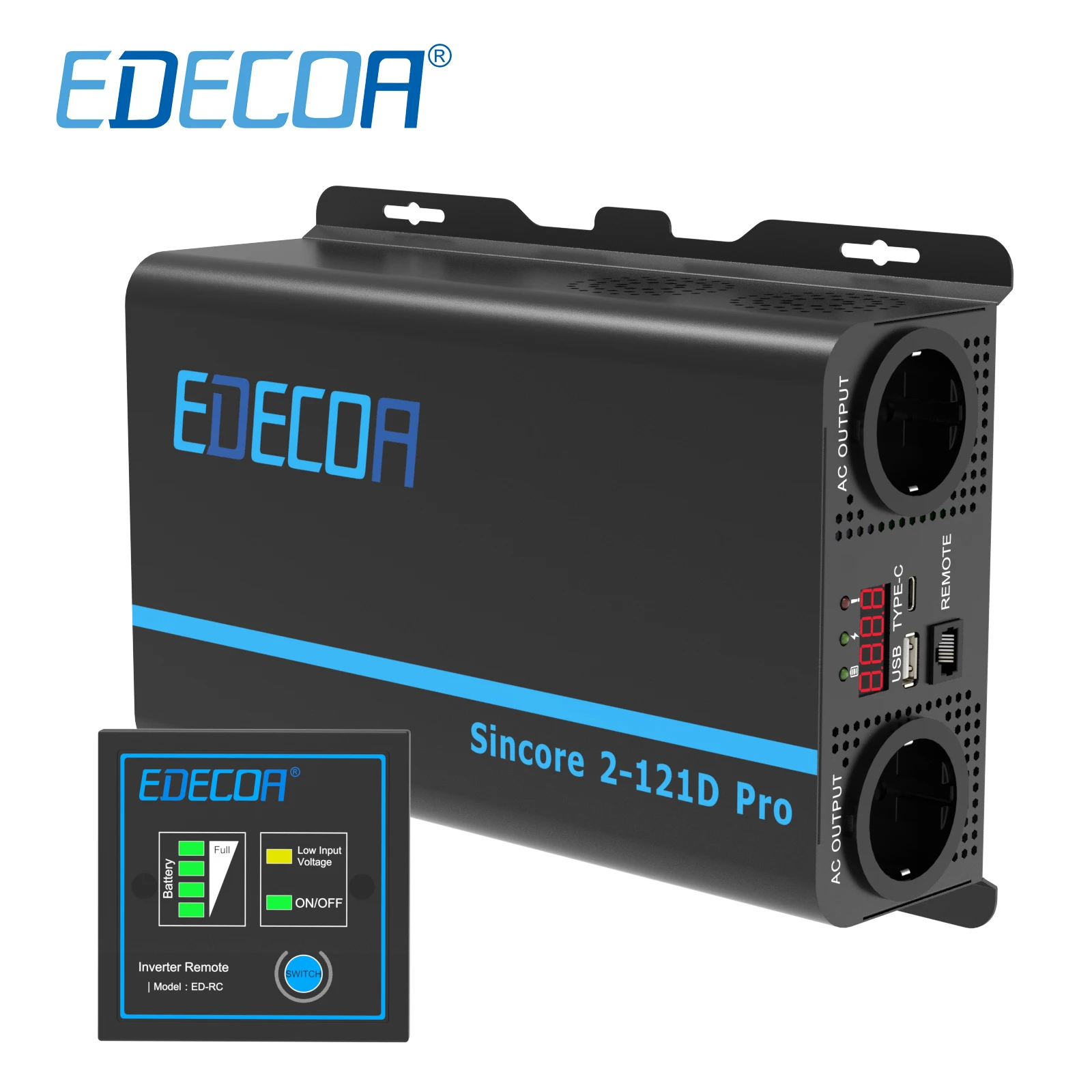 Inverter Onda Pura 1000W 12V/220V EDECOA - Con Telecomando E USB - Per Camper, Auto, Pannelli Solari - Foto 11