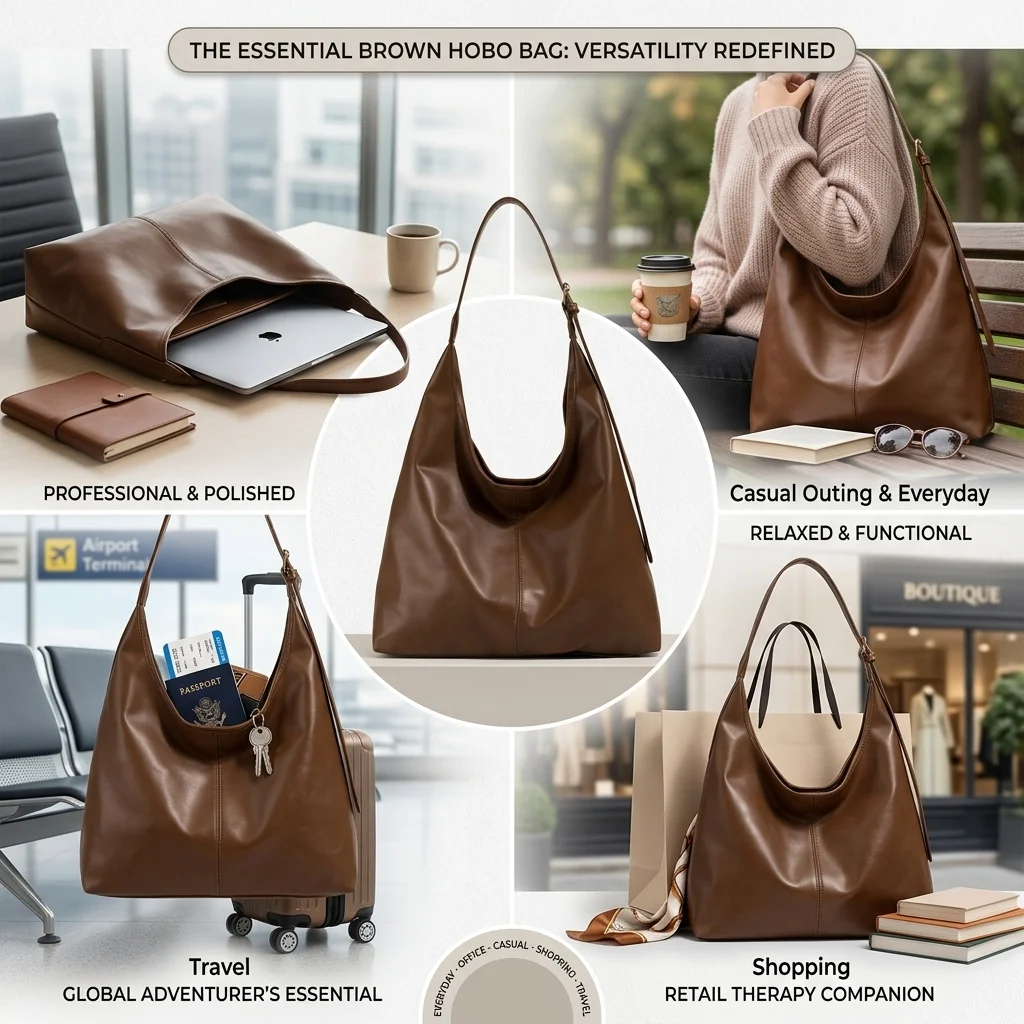 Borsa a Tracolla Hobo per Donne in Morbida Pelle PU, Borsa Casual Leggera per Lavoro, Viaggi e Uso Quotidiano - immagine 6