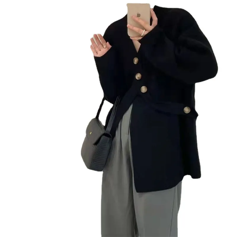 Women Loose Knit Sweater Coat Autumn Winter