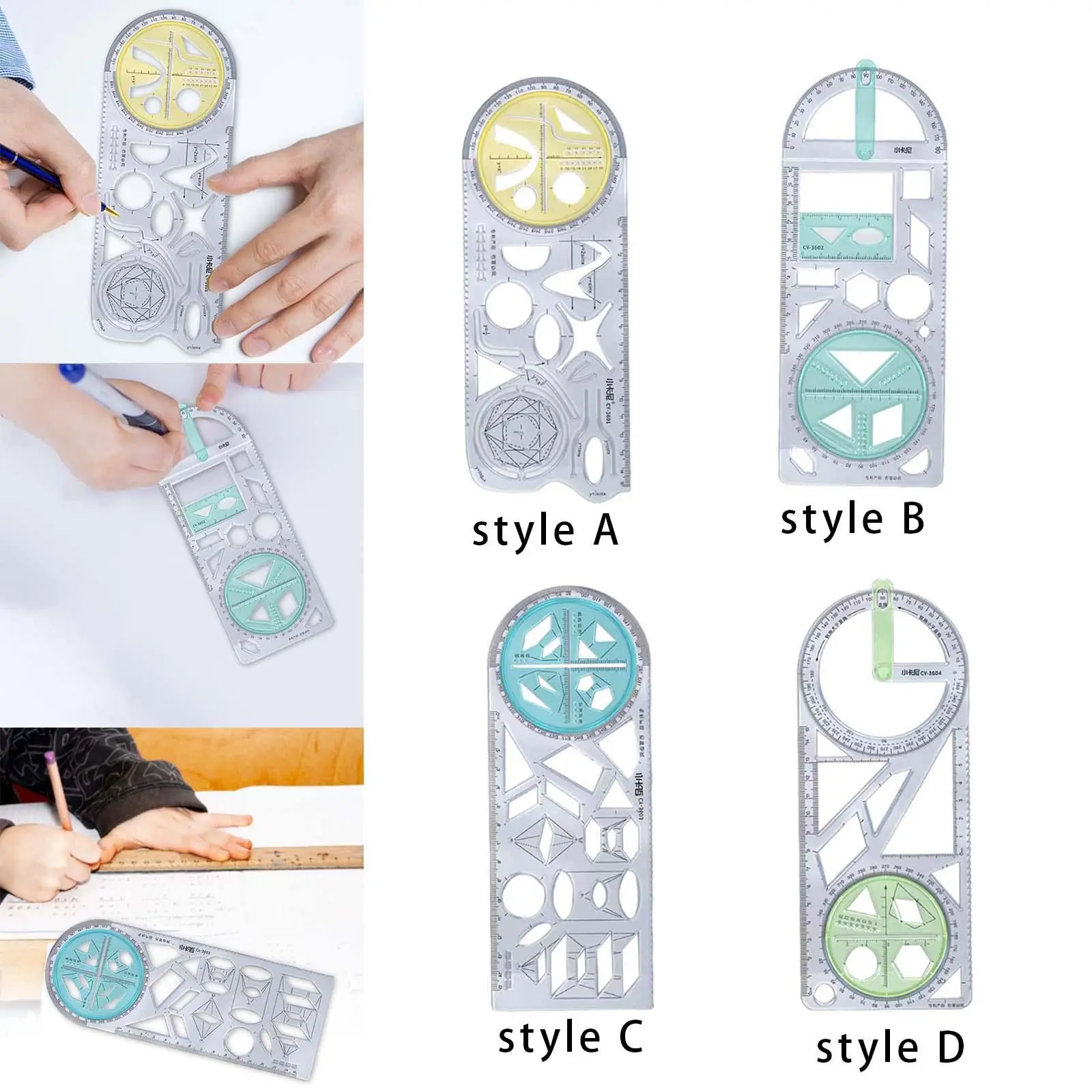 Geometric Ruler Drawing Template Form Work Painting Measuring Stencil Drawing Rulers