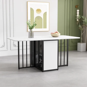 Tavolo da pranzo pieghevole, tavolo da pranzo estraibile multifunzionale, tavolo da pranzo mobile con cassetti, tavolo da pranzo in 3 forme 1