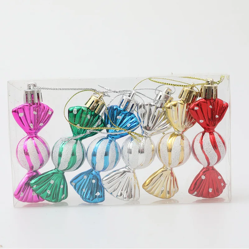 6PCS/Box DIY Christmas Tree Decoration Pendant Christmas Decorations Electroplating Candy Xmas Ball Window Door Hanging Ball Happy New Year
