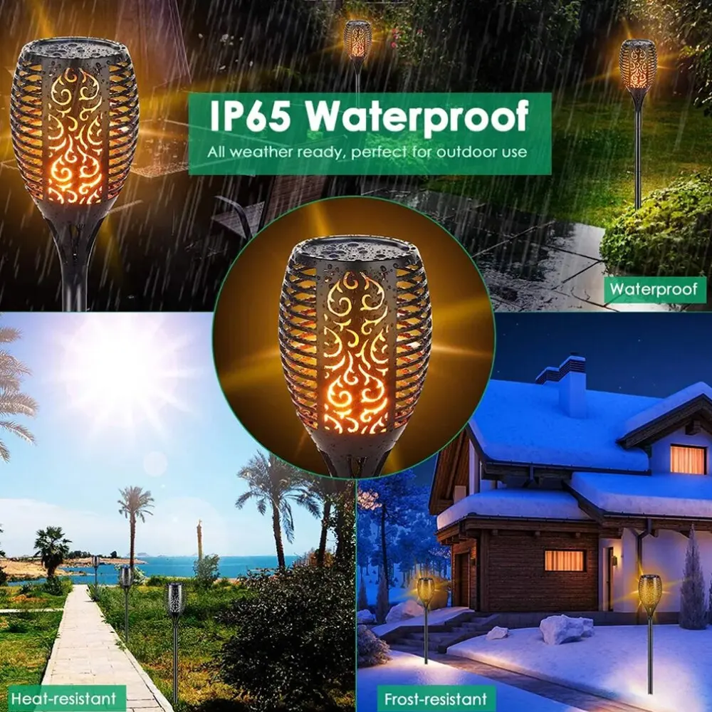 Solar Garden Flame Light 96LED Solar Lights Outdoor Flickering Torch Waterproof Decor Landscape Lawn Lamp Path Lighting solar lights solar decoration light solar torch lights