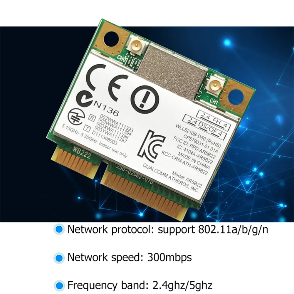 노트북용 미니 PCI-E 무선 어댑터, 블루투스 와이파이 네트워크 카드, 2.4G, 5G, 300M