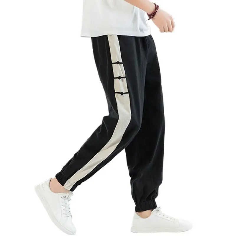 

2024 Summer Cotton Linen Harem Pants Chinese Style Men Joggers Casual Teenagers Long Pants Trousers Sweatpants Plus Size M-8XL