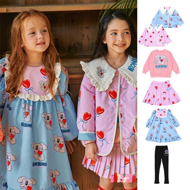 

Girls Clothes 2024 Spring New BE Children's Pure Cotton Reversible Cartoon Printed Jacket Sweater Skirt 75-150cm Baby Clothes