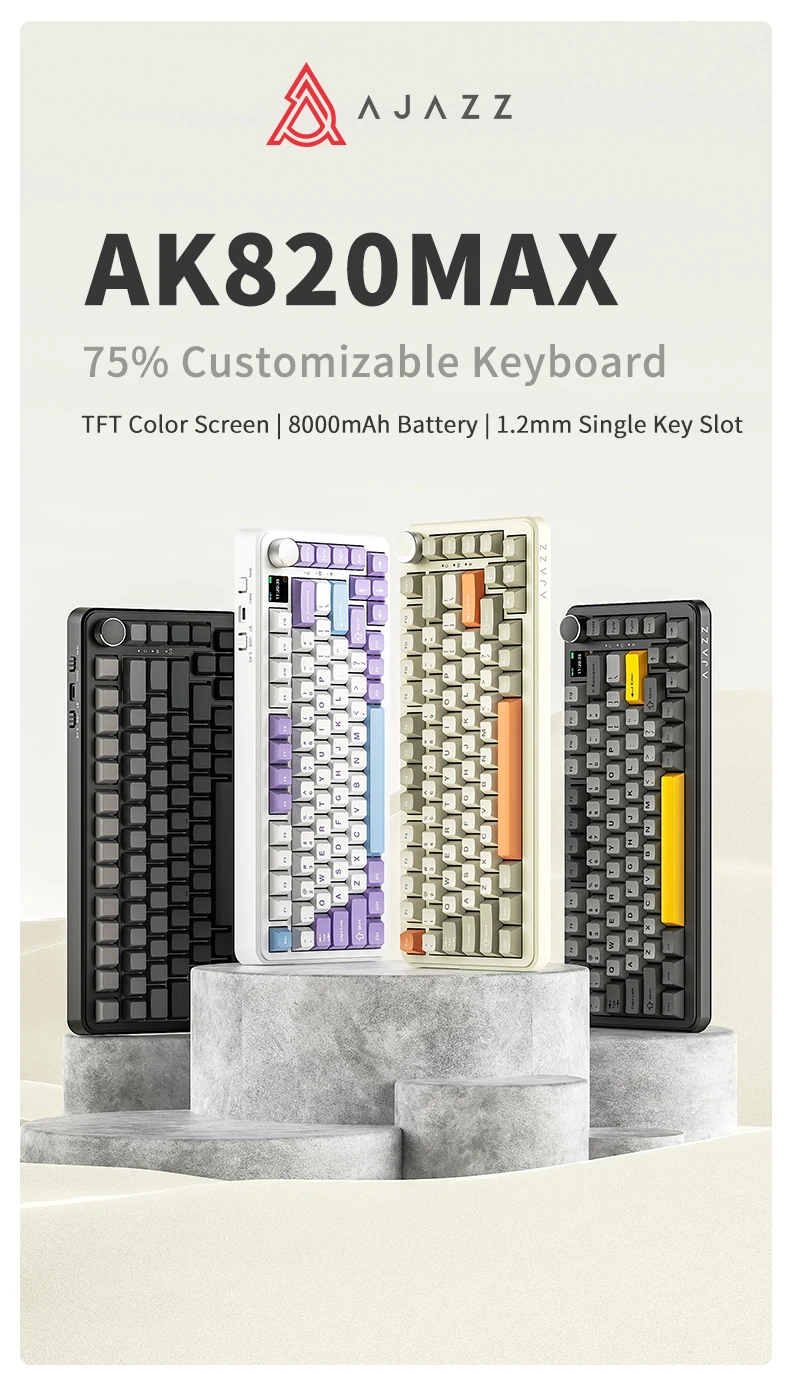 AJAZZ AK820 MAX PLUS Gaming Mechanische Tastatur Hot-Swappable 8000mAh Akku Programmierbare PBT-Tastenkappen Bluetooth 5.0 / Kabellos – Detail 1