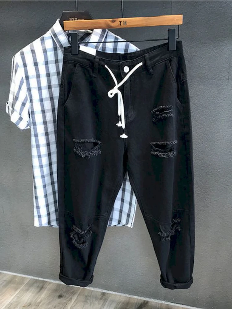 Men Jeans Mens Jeans Jeans Trousers Denim Trousers Holes Jeans Men And Women Summer