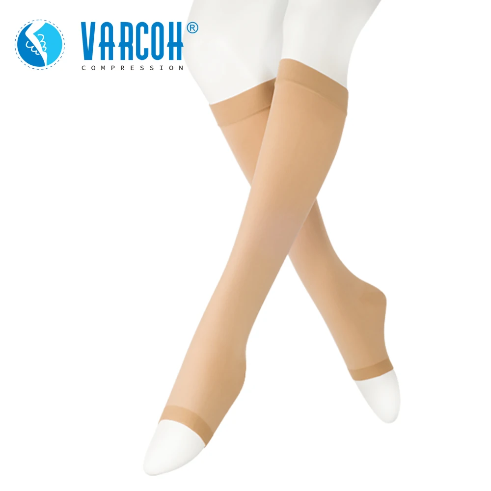 20-30 mmHg Women's Men's Medical Calf Compression Open Toe Socks, Help Improve Deep Vein Thrombosis and Anti-Fatigue Flight Trav