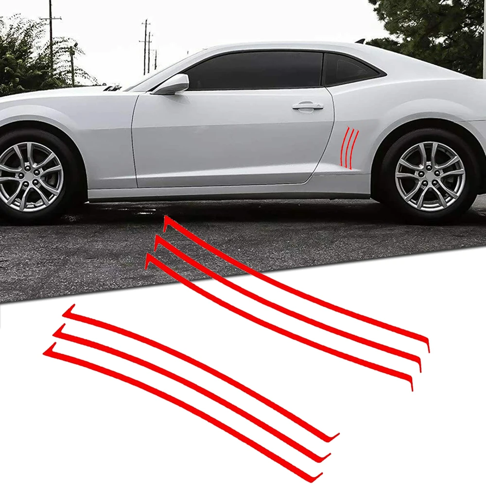 

6Pcs Car Vent Insert Stripes Decal Inlay Shark Gill Air Flow Vent Sticker For Chevy Camaro SS RS LS 2010-2015