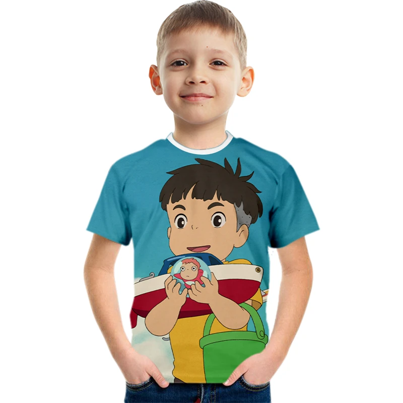 cute T-Shirts Japanese Anime T-shirt Kids Girls Clothes Spirited Away 3D Print T-shirt Tonari No Totoro Ponyo On The Cliff T Shirt teenager T-Shirts luxury T-Shirts