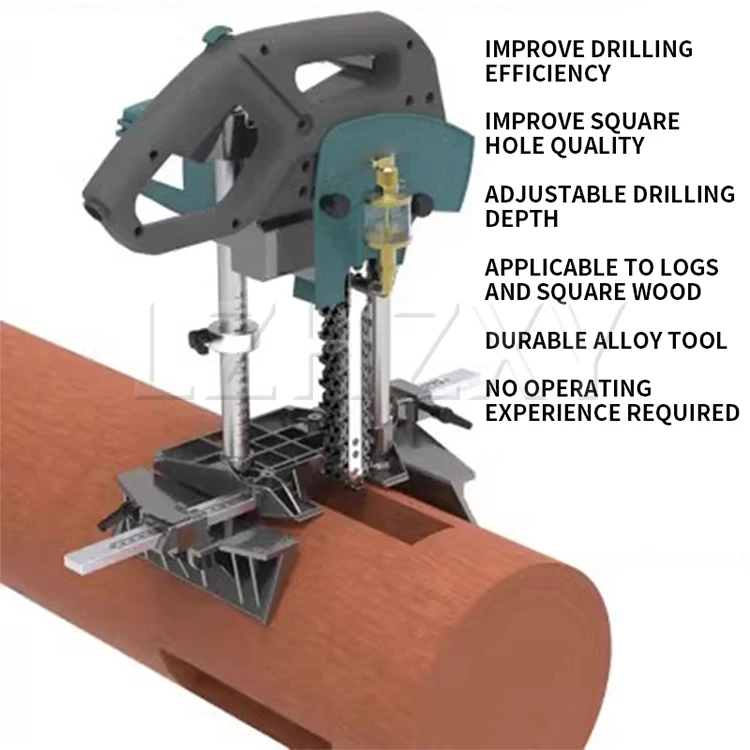 Woodworking portable square hole machine chain saw Ancient building pavilion pun