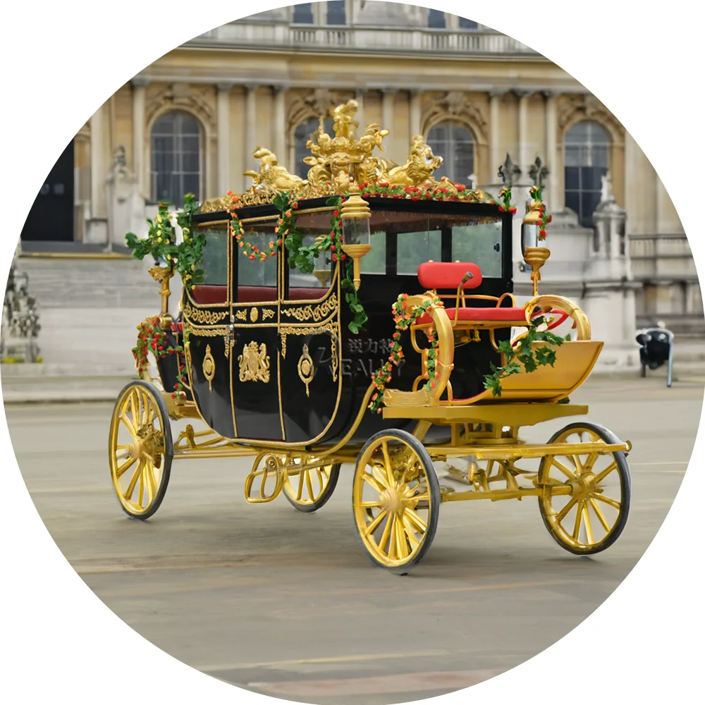 Luxury Four Wheels Sightseeing Electric Royal Horse Carriage For Sale royal sightseeing red horse carriage horse drawn wagon for sale