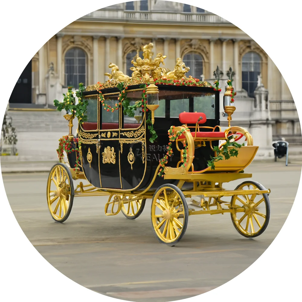 

Luxury Four Wheels Sightseeing Electric Royal Horse Carriage For Sale