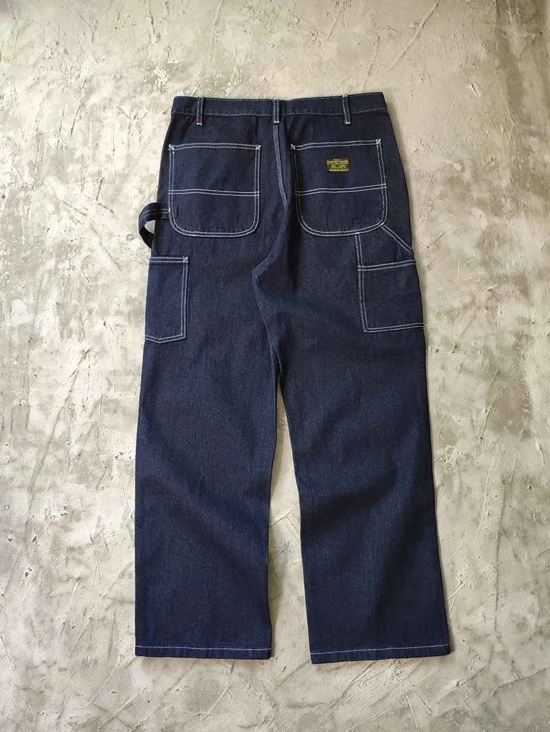 13.5oz Original Color Washed Denim Workwear Jeans Multi Pockets Logging Heavyweight American Retro Outdoor Loose Straight Pants 2