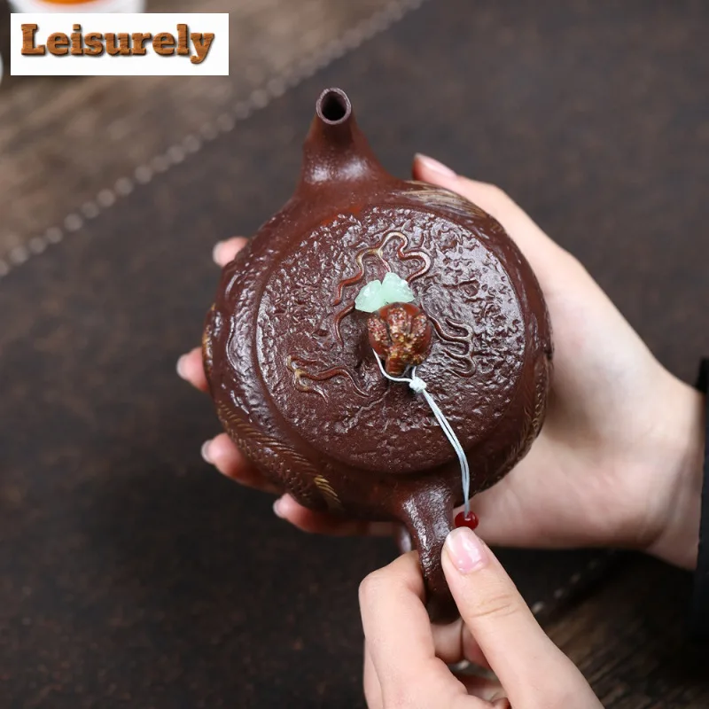 310ml Boutique Yixing Purple Clay Teapots Handmade Dragon Pot Raw Ore Purple Mud Kettle With Infuser Chinese Zisha Tea Set Craft