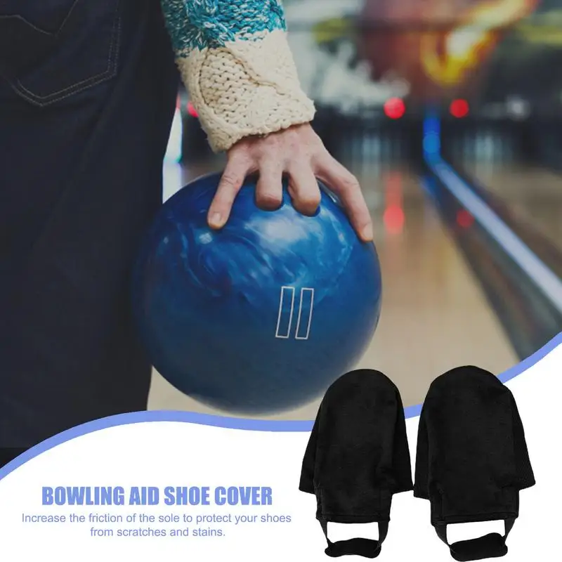 1 Size Bowling Shoe Cover Non-Woven Fabric Bowling Shoe Equipment Cover With Elastic Cord Black Adjustable