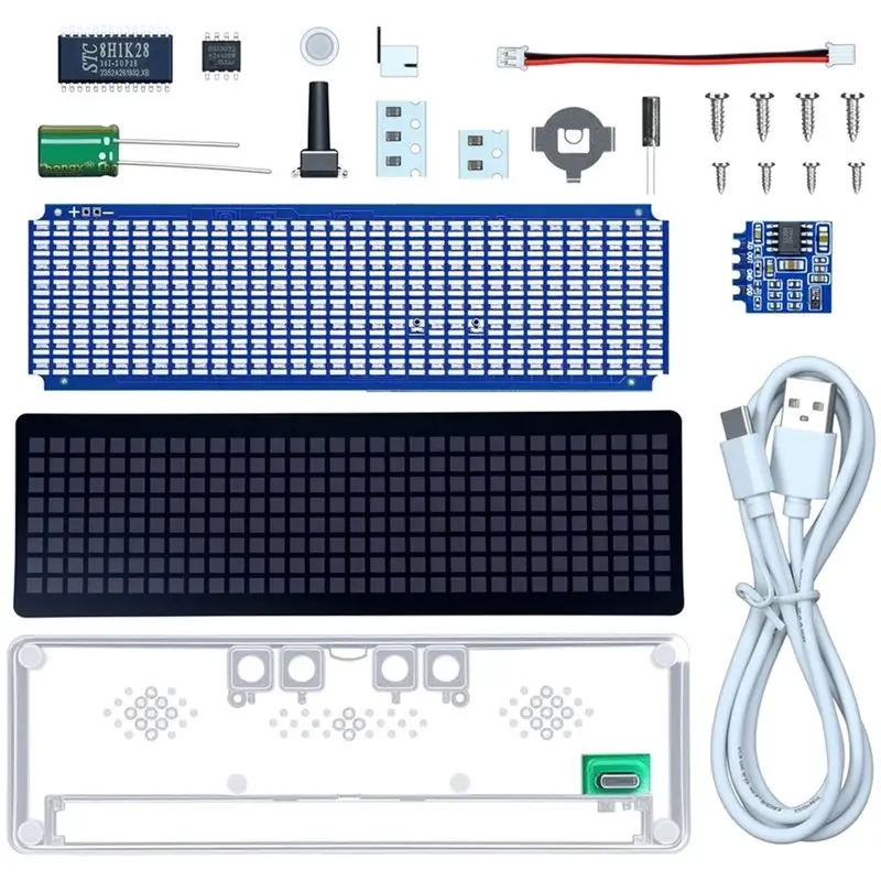 풀 LED 음악 스펙트럼 키트 DIY 전자 사운드 픽업 주변 조명 256개 램프 비드 시계 디스플레이 다중 모드