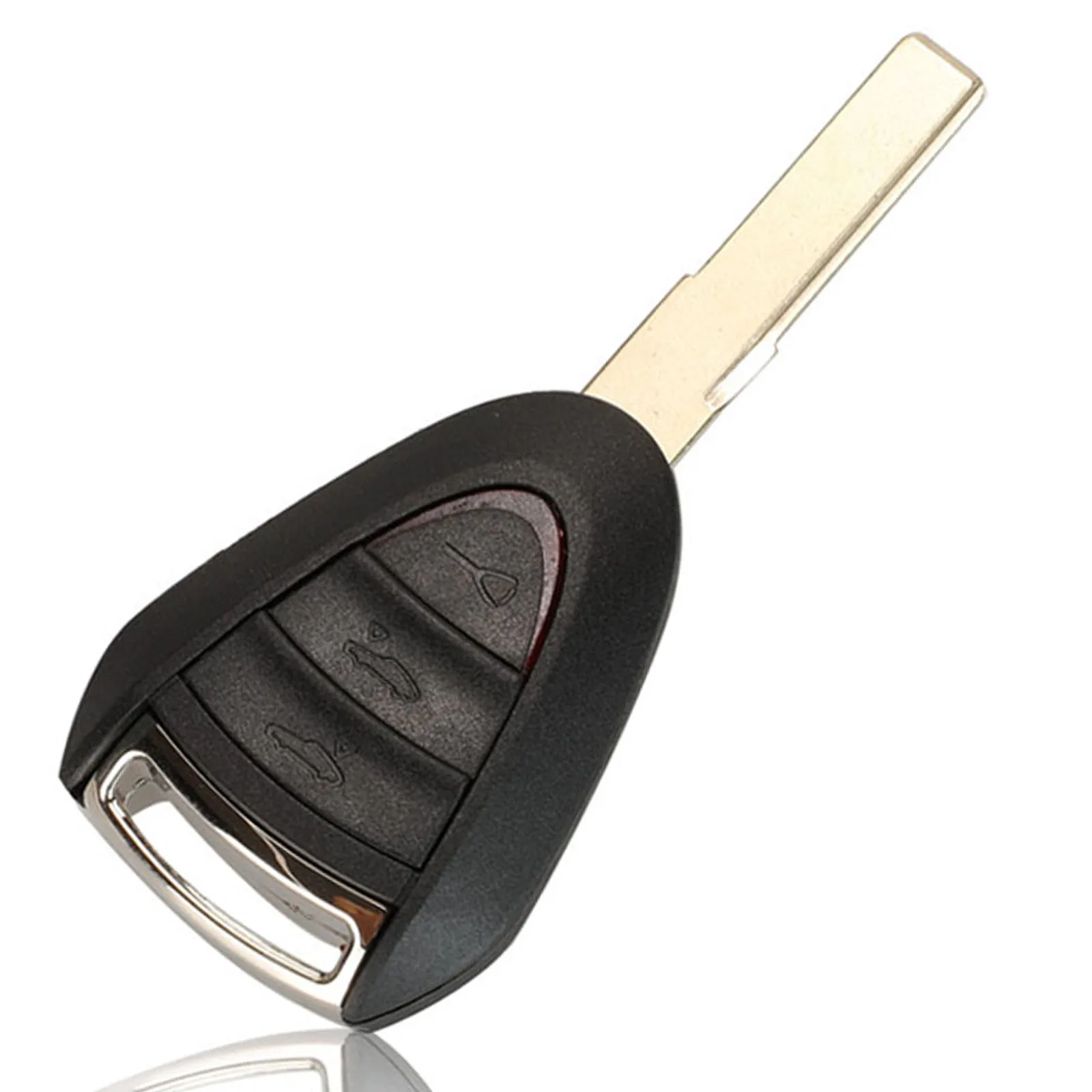 jingyuqin 3 Buttons Car Remote Key Shell For Porsche 911 997 Boxster 987 Cayman Key Case Cover With Uncut Blade Replacement