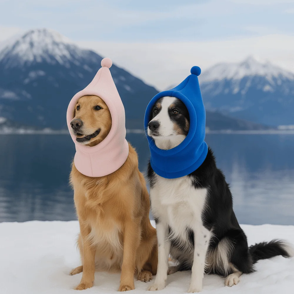 Fleece Pet Transformation Hat Solid Color High Neck Dog Soothing Hat Warm Drawstring Adjustment Pet Warm Earmuffs