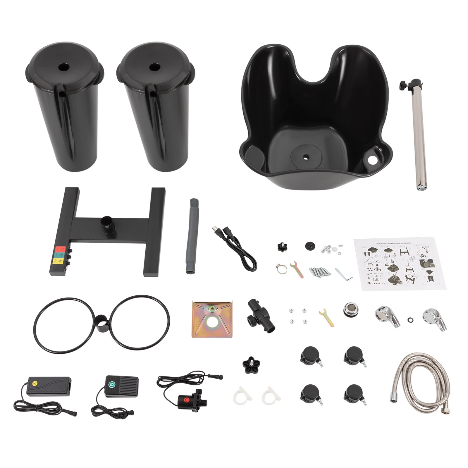 Backwash Shampoo Bowl Basin Portable Hairdress Spa Salon Hair Washing Sink Black 6