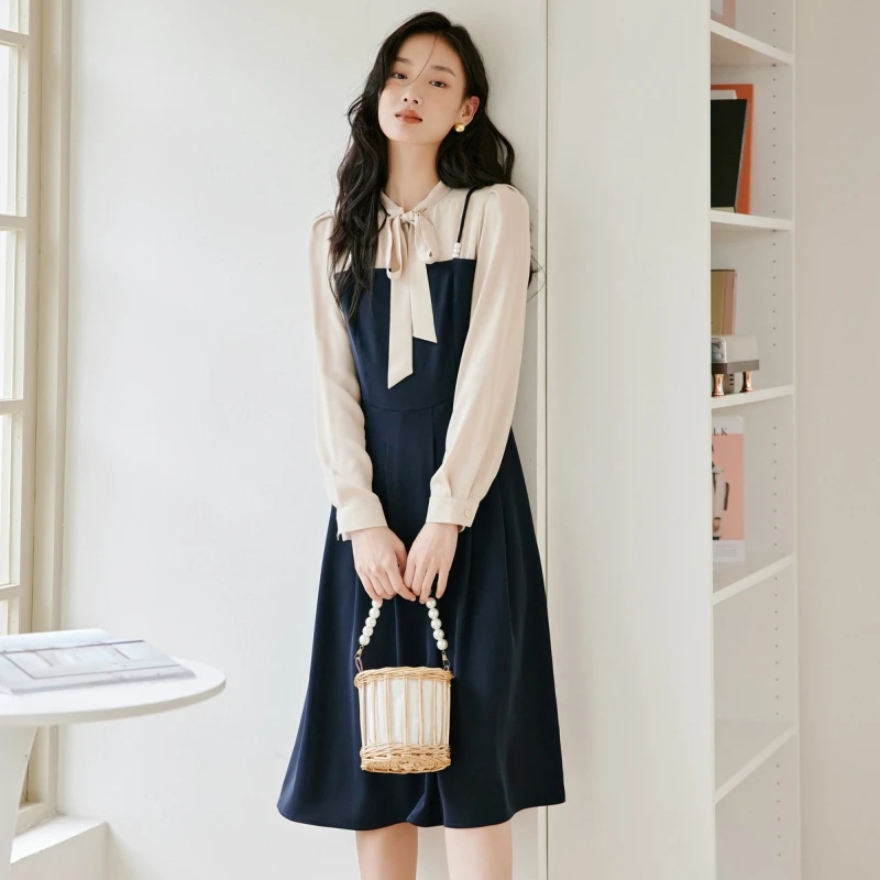 

Женское платье для чая во французском стиле, Комбинированная юбка для раннего сезона осени, 2023